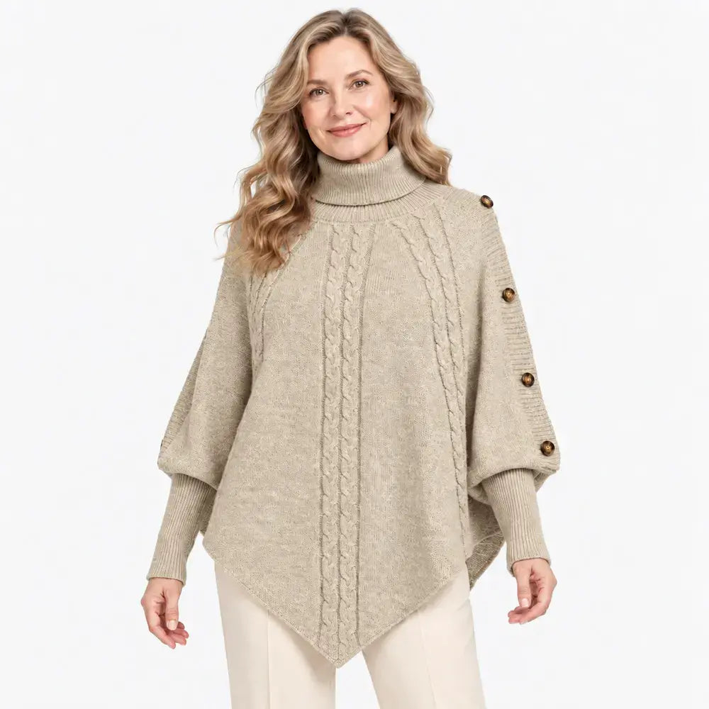 【S–3XL】Absolútny hit jesenného a zimného sezóny! Táto teplá pletená pelerína vám umožní ľahko zakryť nedokonalosti postavy. ✨