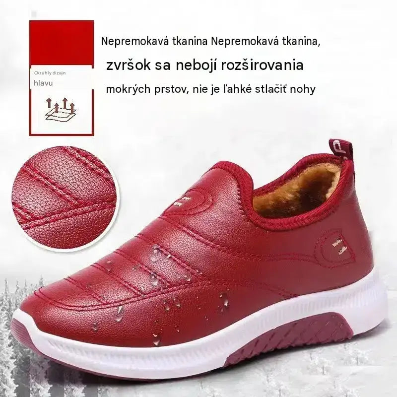 🏆【Veľkosti 35 – 41】Dámske bavlnené topánky na jeseň a zimu: z pravej kože, nepremokavé, s teplou podšívkou z fleecu, teplé a pohodlné – navrhnuté špeciálne pre ženy stredného veku a staršie.