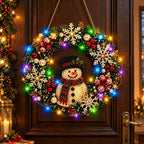 🎄💎 Vianočný veniec DIY s diamantmi, perlami a LED svetlami – 9 štýlov, akrylová doska, jednoduché tvorenie.