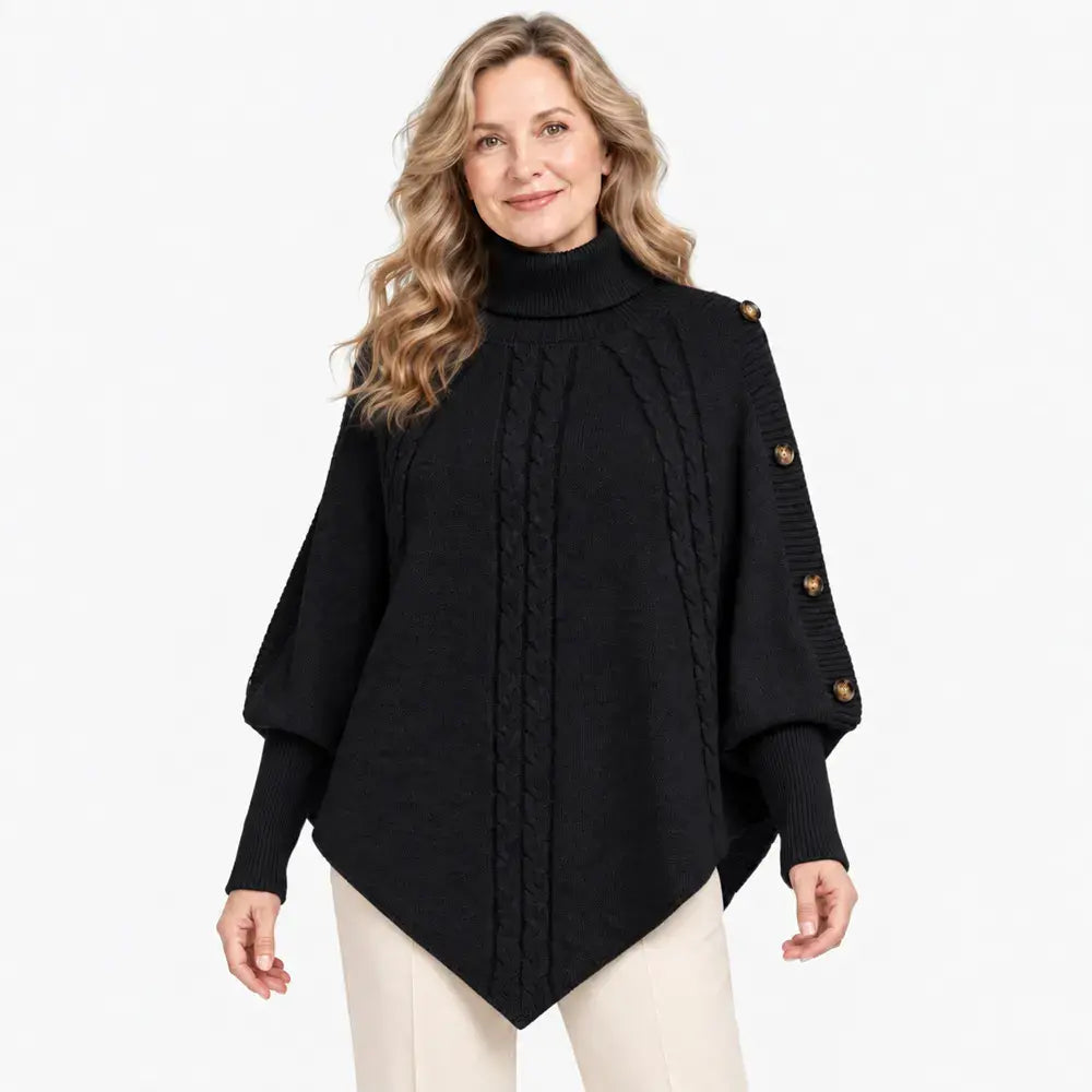 【S–3XL】Absolútny hit jesenného a zimného sezóny! Táto teplá pletená pelerína vám umožní ľahko zakryť nedokonalosti postavy. ✨