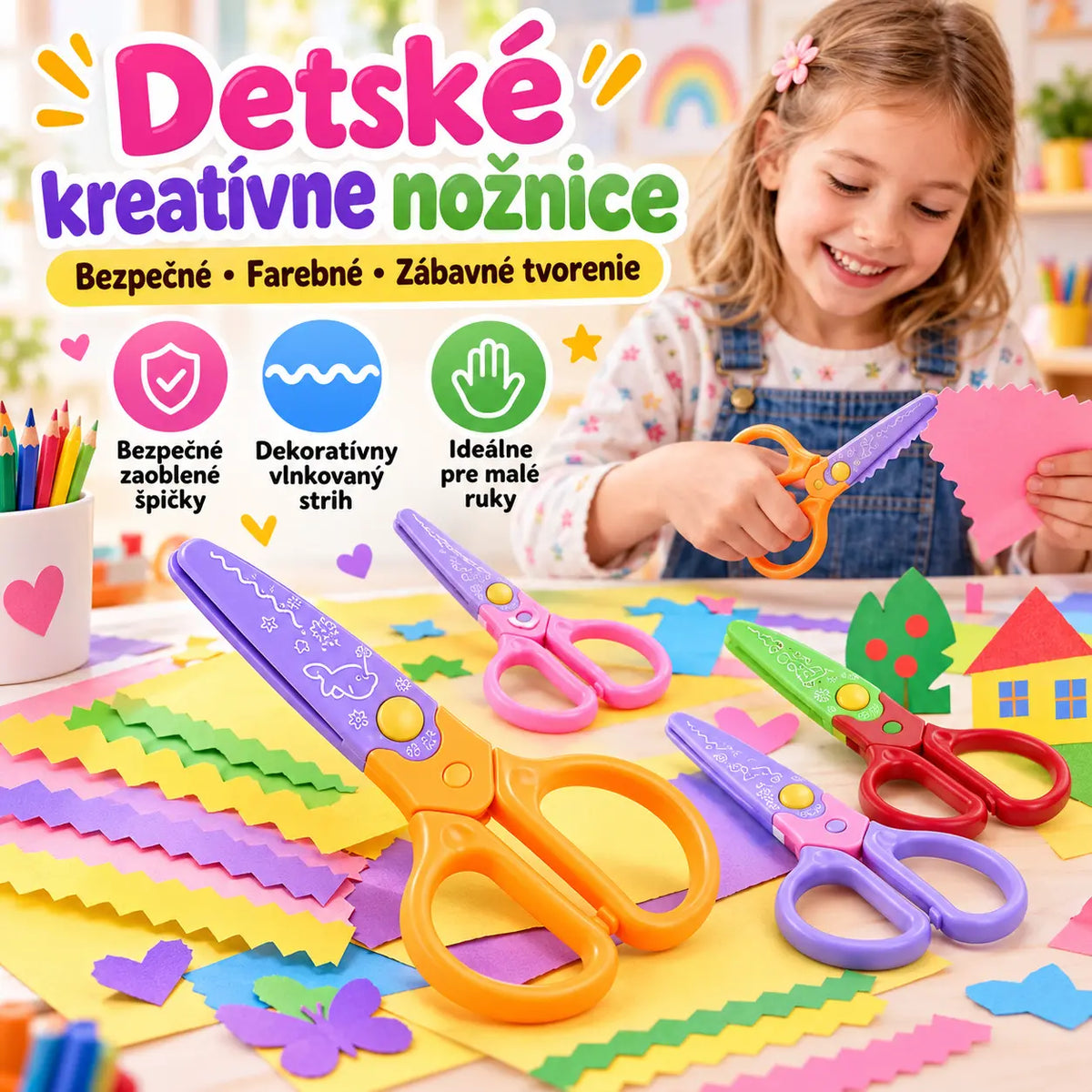🥰【6 kusov - 6 rôznych tvarov】Len 20 eur✂️🌈Bezpečnostné nožnice pre deti (na stavbu svojpomocne)
