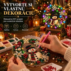 🎄💎 Vianočný veniec DIY s diamantmi, perlami a LED svetlami – 9 štýlov, akrylová doska, jednoduché tvorenie.