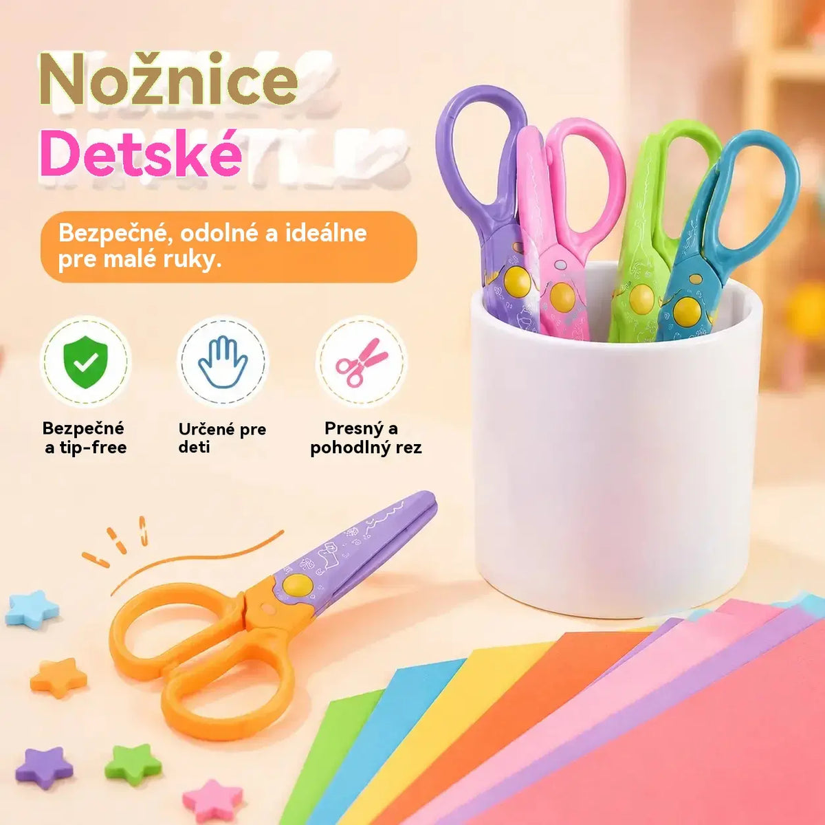 🥰【6 kusov - 6 rôznych tvarov】Len 20 eur✂️🌈Bezpečnostné nožnice pre deti (na stavbu svojpomocne)