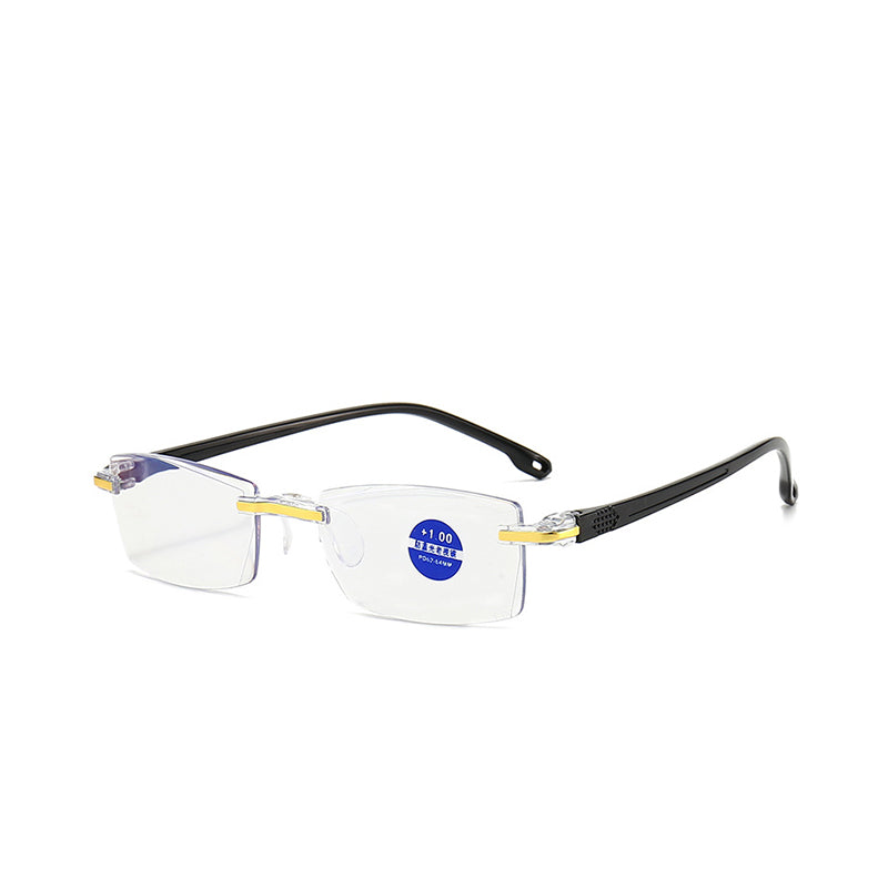 1 pár za 19 € 🧐👓️ Elegantné okuliare na čítanie s ochranou proti modrému svetlu; bezrámový dizajn, ktorý znižuje únavu očí a predchádza vzniku krátkozrakosti; vhodné pre mužov aj ženy.