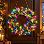 🎄💎 Vianočný veniec DIY s diamantmi, perlami a LED svetlami – 9 štýlov, akrylová doska, jednoduché tvorenie.
